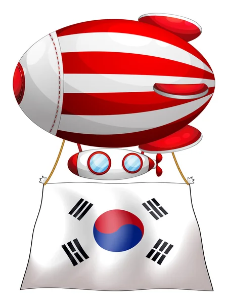 Ein schwimmender Ballon mit der koreanischen Flagge — Stockvektor