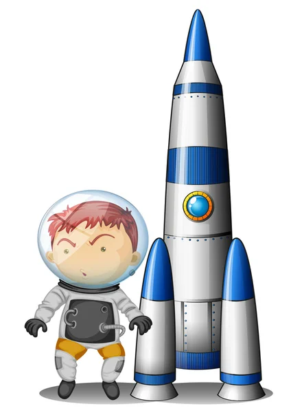Un garçon près de la fusée — Image vectorielle