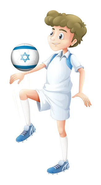 A boy using the ball with the flag of Israel — Stock Vector