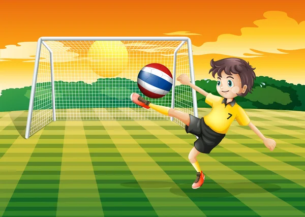 A female player kicking the ball from Thailand — Stock Vector