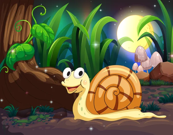 Un caracol en el bosque — Vector de stock