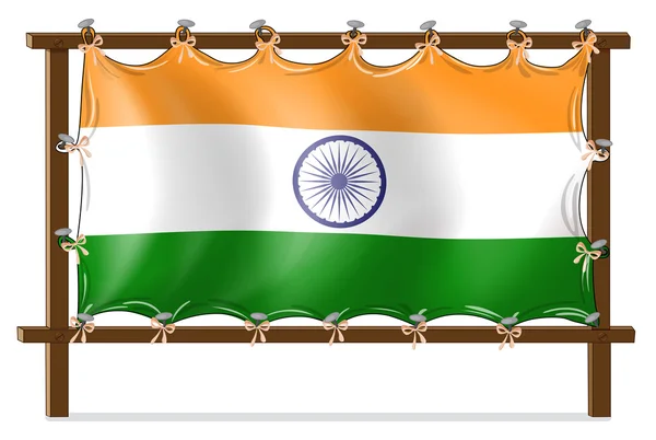 Una cornice di legno con la bandiera dell'India — Vettoriale Stock