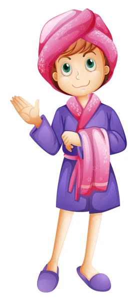 Μια νέα κοπέλα φορώντας Μπουρνούζι — Διανυσματικό Αρχείο