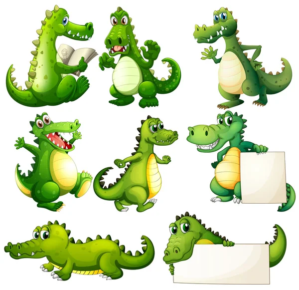 Eight scary crocodiles — Stock Vector