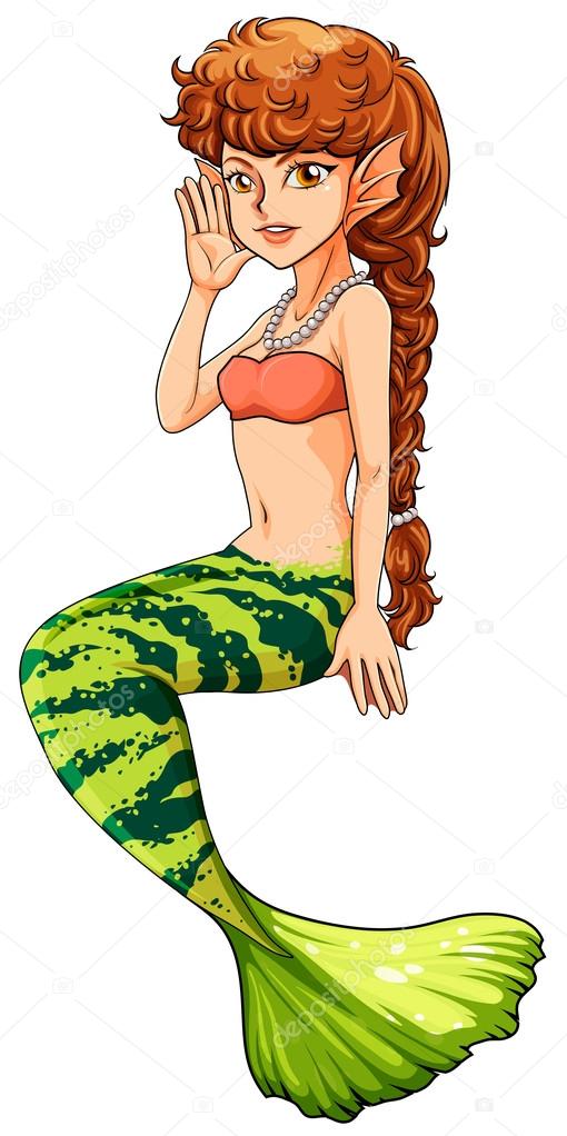 A pretty mermaid with a green tail
