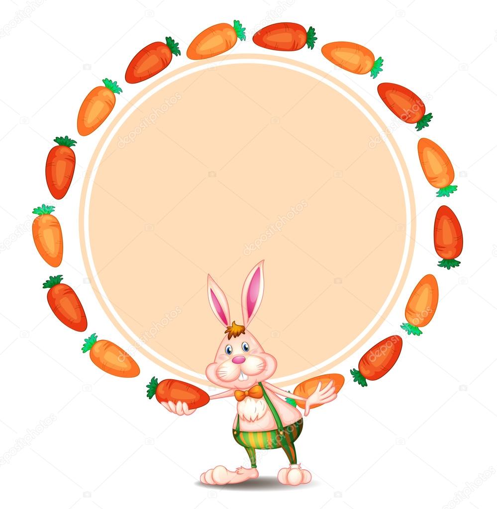 A round template with a bunny and carrots