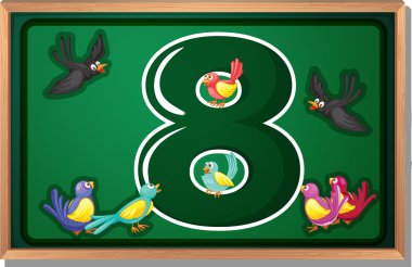 bir çerçeve ile sekiz kuş