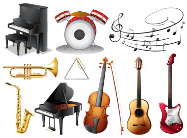 Set of musical instruments clipart