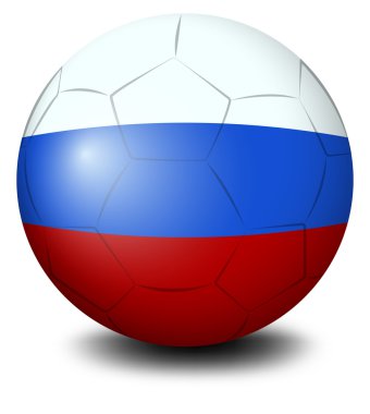 A soccer ball designed with the Russian flag clipart