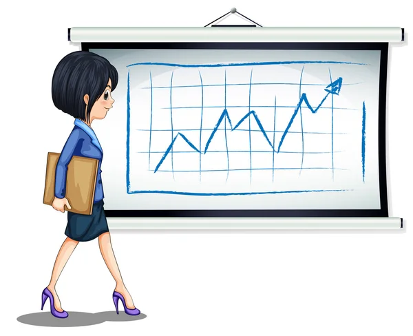 A successful businesswoman near the chart — Stock Vector
