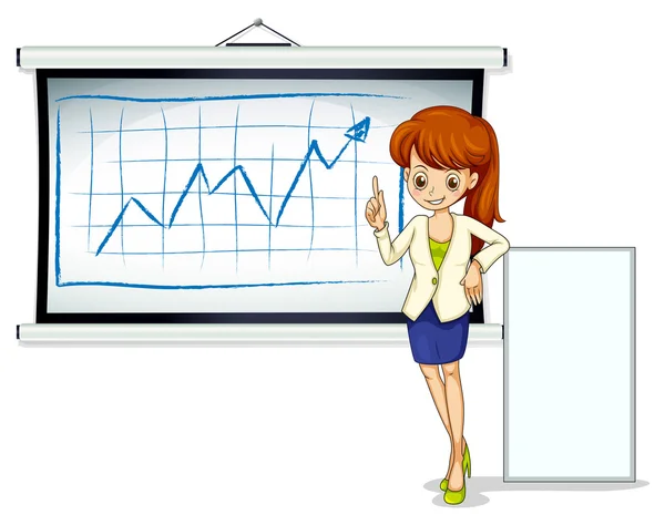 Een zakenvrouw met een bulletin board en een leeg bord — Stockvector