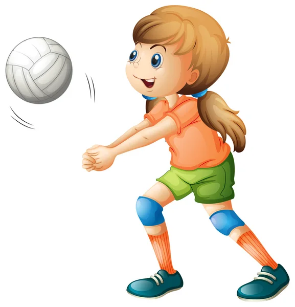 A smiling girl playing volleyball — Stock Vector
