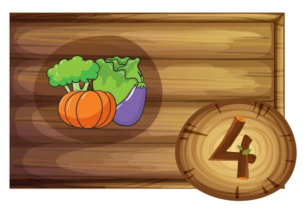 Un cadre en bois avec quatre légumes — Image vectorielle