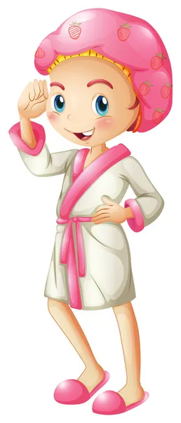 Uma menina fresca vestindo um roupão de banho — Vetor de Stock