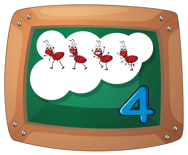 Eine Tafel mit vier Ameisen — Stockvektor