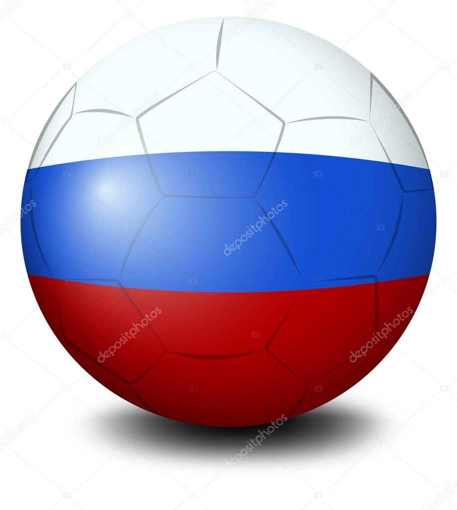 A soccer ball designed with the Russian flag