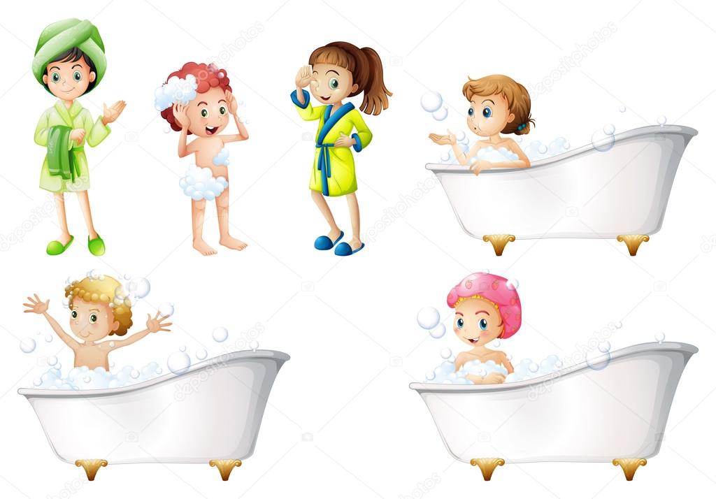Kids taking a bath