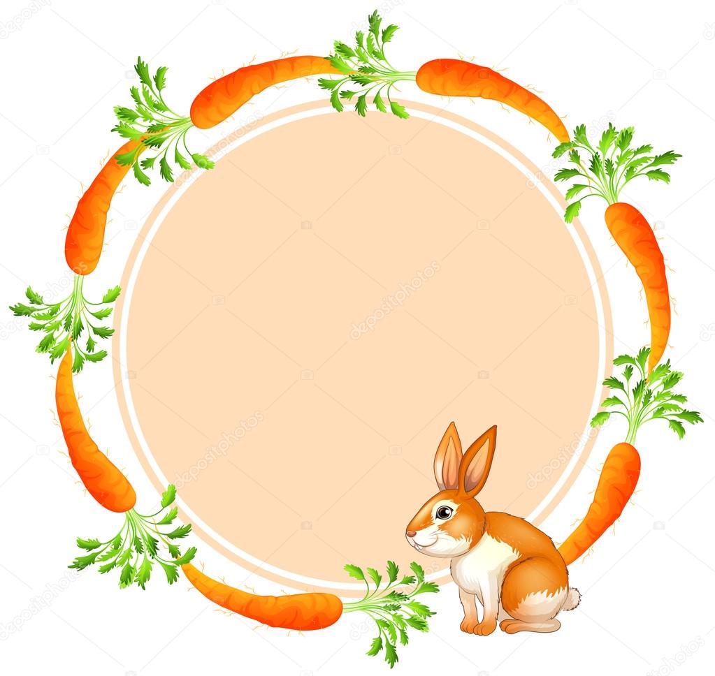 A round template with a rabbit and carrots