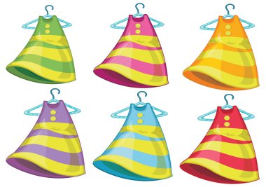 Six colourful dresses clipart