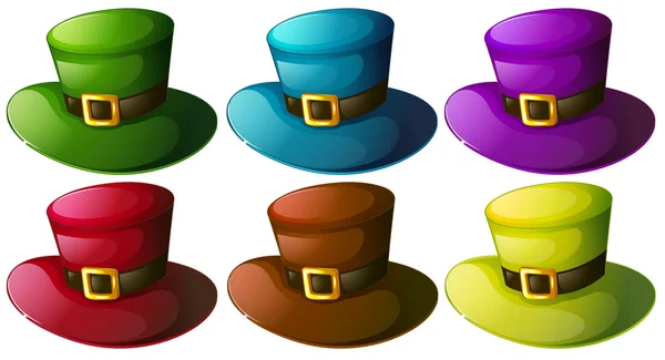Zes kleurrijke hoeden — Stockvector