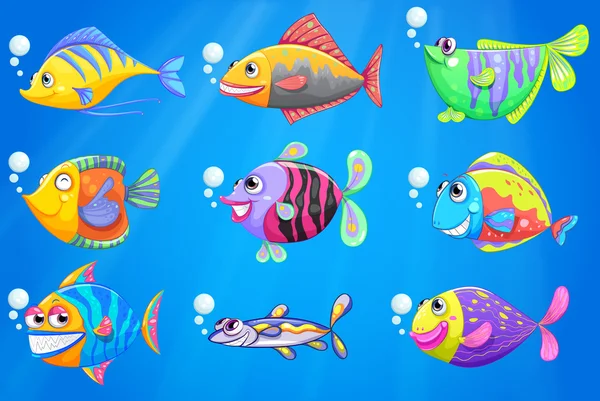 Море зі школою барвистих риб — стоковий вектор