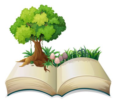 Bir ağaç ile açık bir kitap