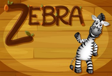 bir zebra ile ahşap çerçeve