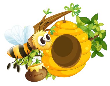 A bee near the beehive clipart