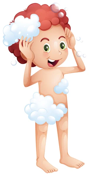 Un niño lindo tomando un baño — Vector de stock