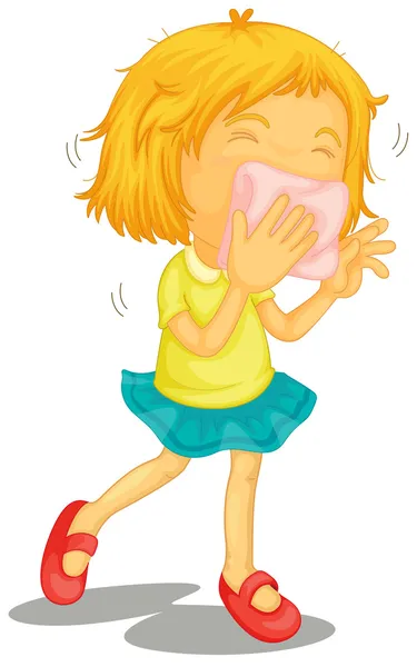 Une petite fille avec des rhumes — Image vectorielle