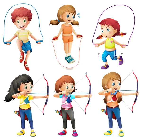 Kids with different hobbies — Stock Vector