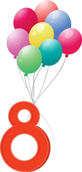 Ocho globos de colores — Vector de stock