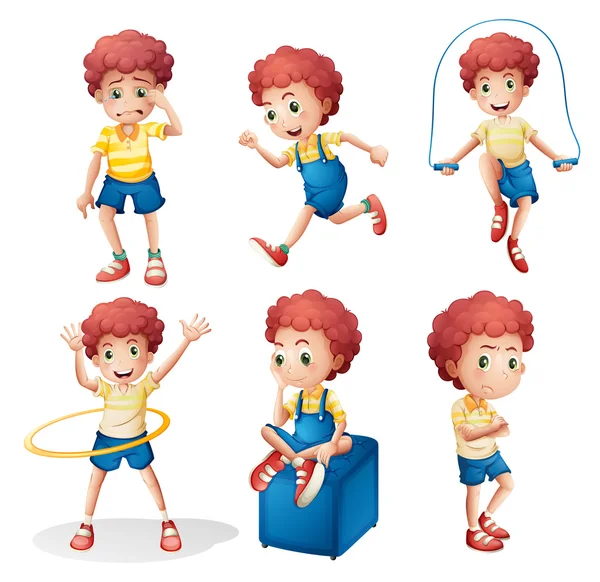 Different activities of a young man — Stock Vector