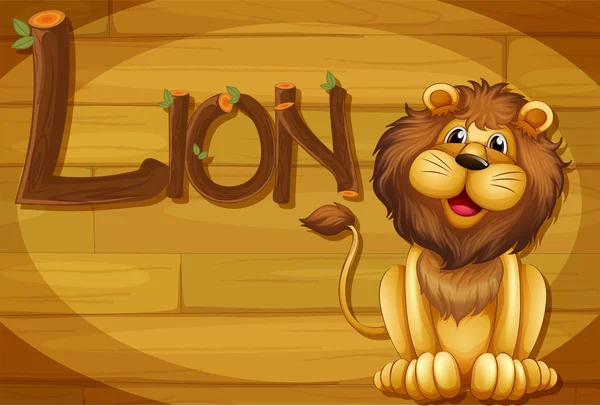 Ein Holzrahmen mit einem Löwen — Stockvektor