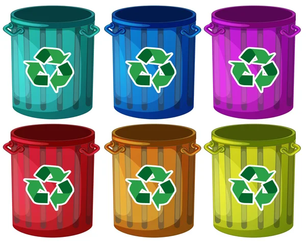 Trashbins with recycle signs — Stock Vector