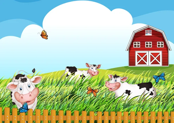 Cows at the farm — Stock Vector