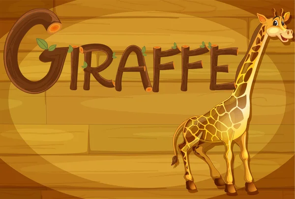 Een houten frame met een giraffe — Stockvector
