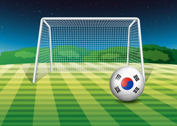 Een bal op het veld met de vlag van Zuid-korea — Stockvector