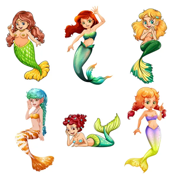 Beautiful mermaids — Stock Vector