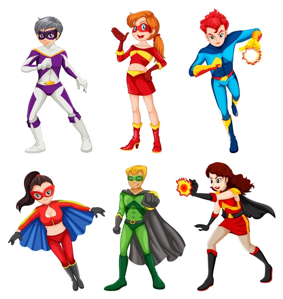 Six superheroes Stock Illustration