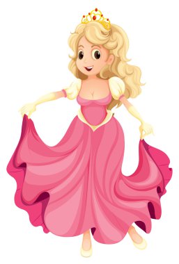 bir prenses pembe bir elbise ile
