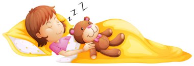 genç bir kız onu oyuncak ile sleeping