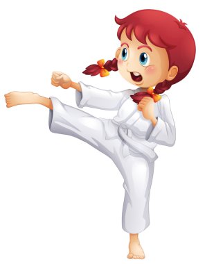 A young lady doing karate clipart