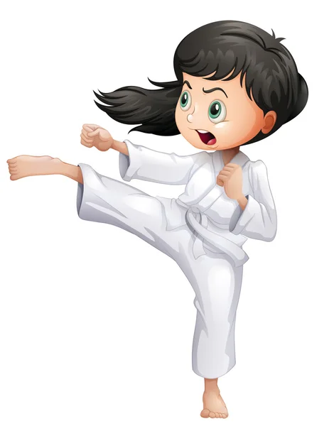 Una joven haciendo karate — Vector de stock