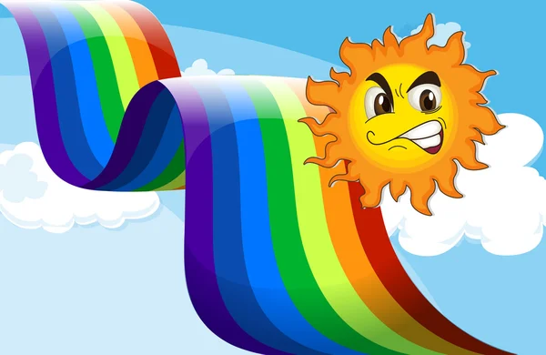 Un sol sonriente cerca del arco iris — Archivo Imágenes Vectoriales