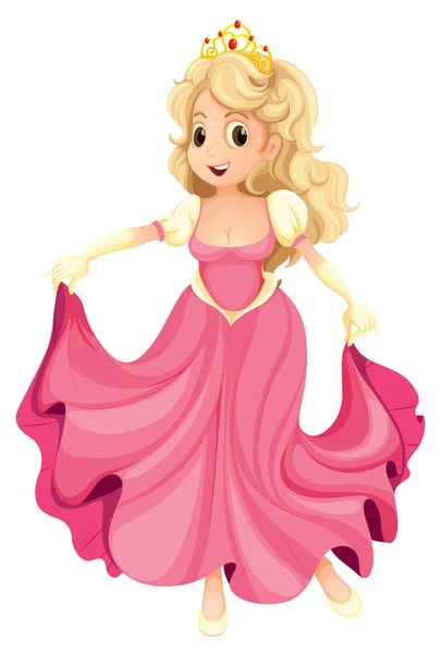A princess with a pink gown — Stock Vector