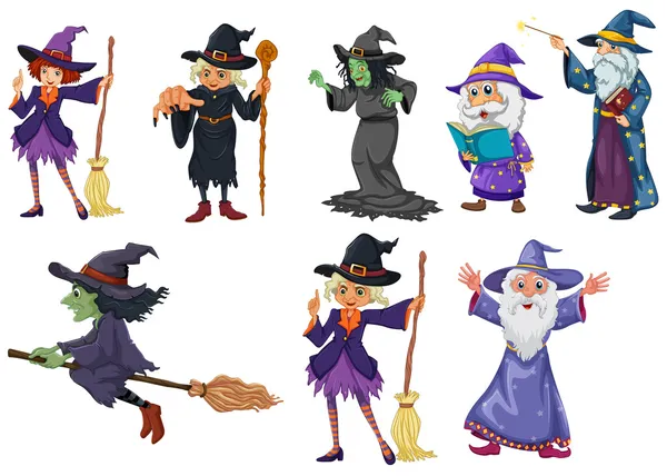 A group of witches — Stock Vector