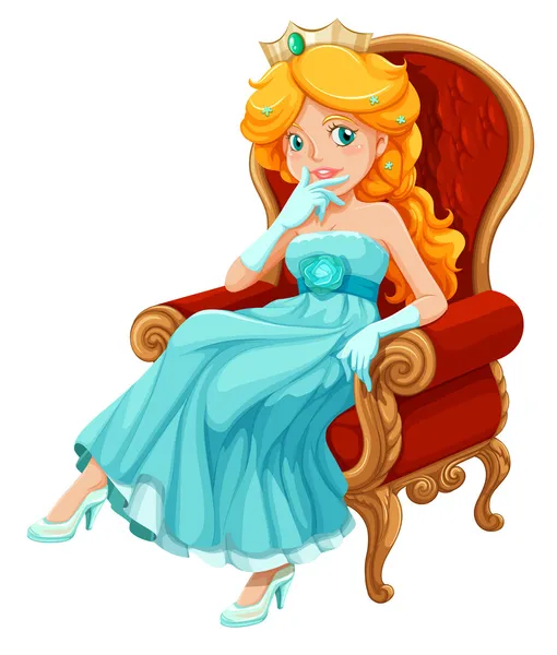 Una princesa con un vestido azul — Vector de stock