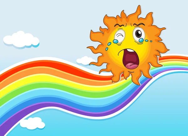 Un arcobaleno e un sole che piange — Vettoriale Stock