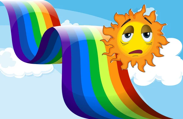 在悲伤的太阳旁边的彩虹 — 图库矢量图片